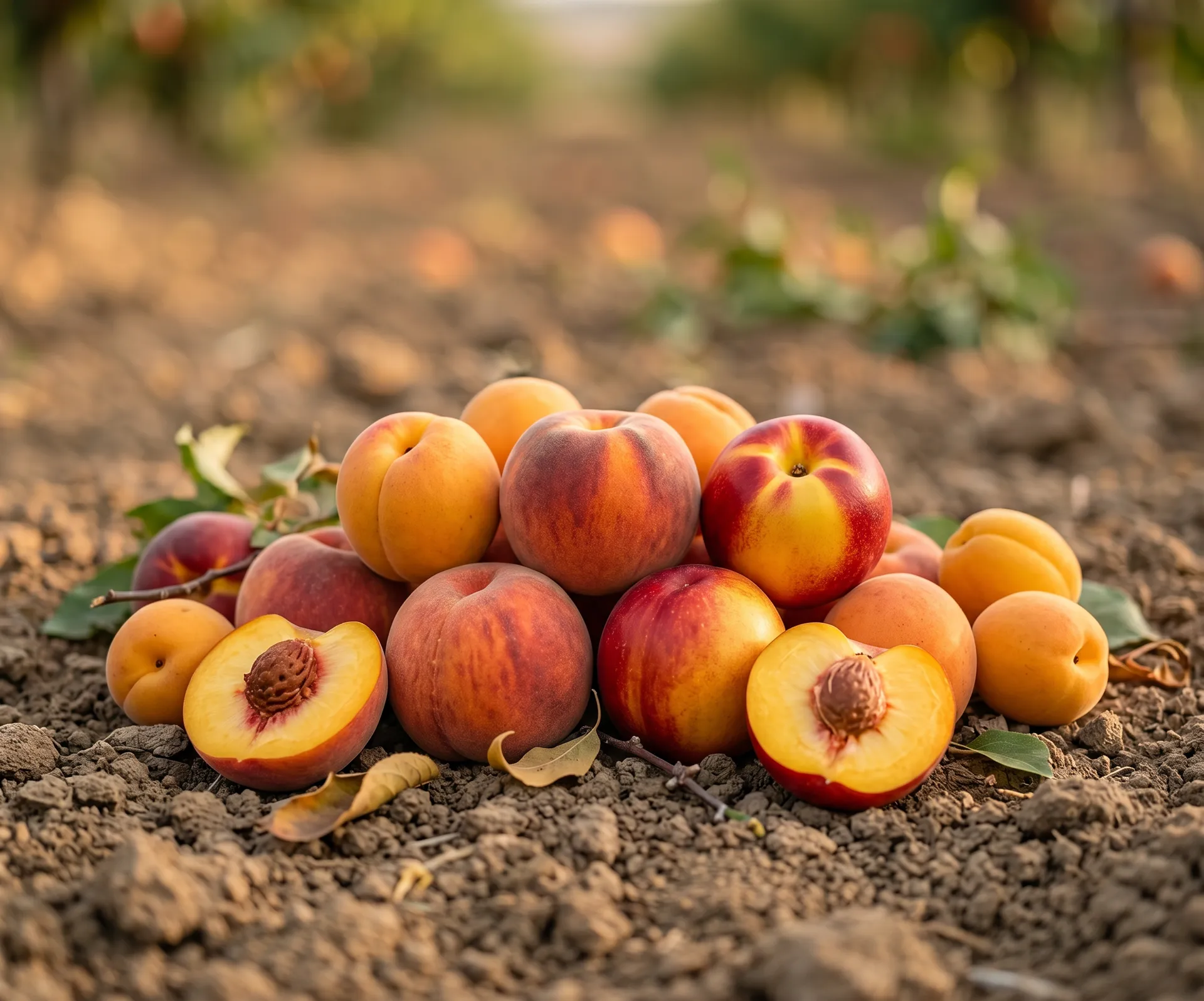 Peaches, nectarines and apricots at harvest